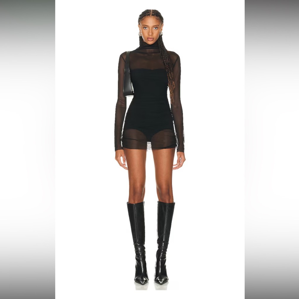 Norma Kamali Black Sheer Bodysuit